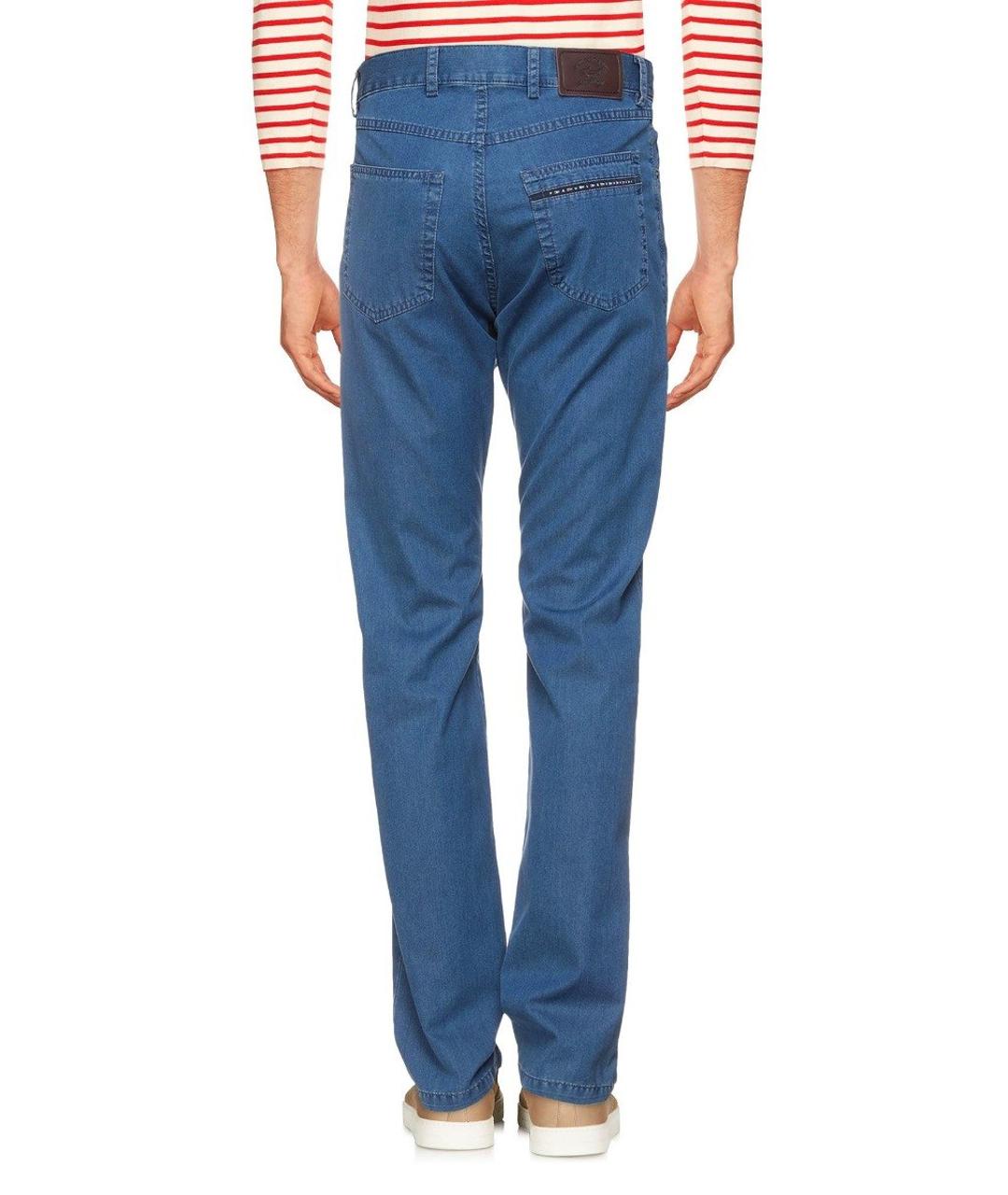 PAUL & SHARK Синие хлопко-полиэстеровые прямые джинсы, фото 2