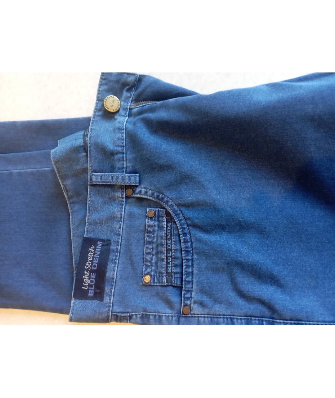 PAUL & SHARK Синие хлопко-полиэстеровые прямые джинсы, фото 3