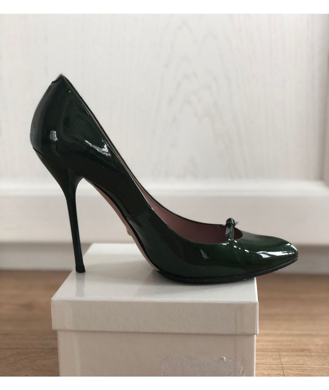 GUCCI Зеленые туфли из лакированной кожи, фото 5
