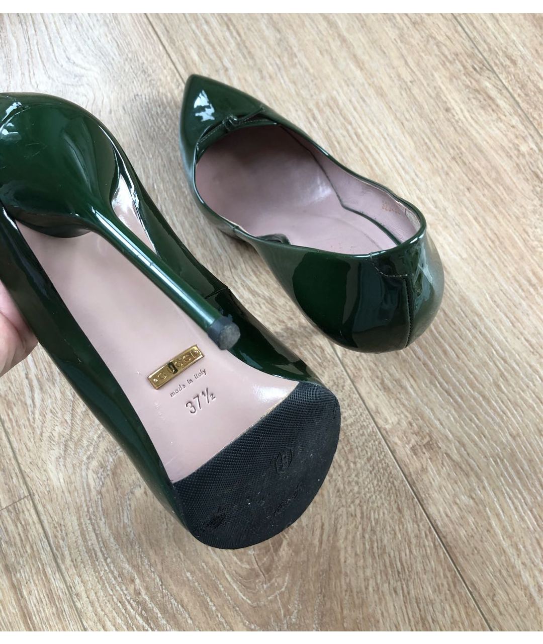 GUCCI Зеленые туфли из лакированной кожи, фото 4