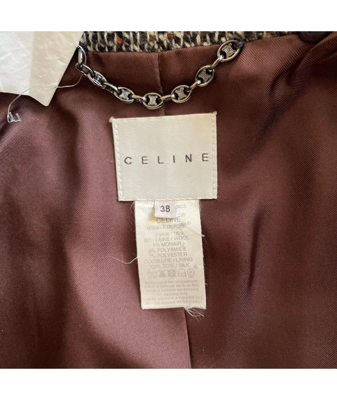 CELINE PRE-OWNED Коричневое шерстяное пальто, фото 3