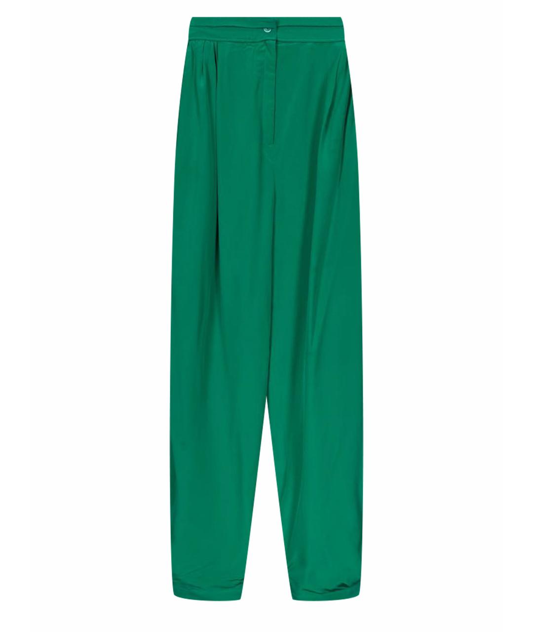 LEMAIRE Зеленые шелковые прямые брюки, фото 1