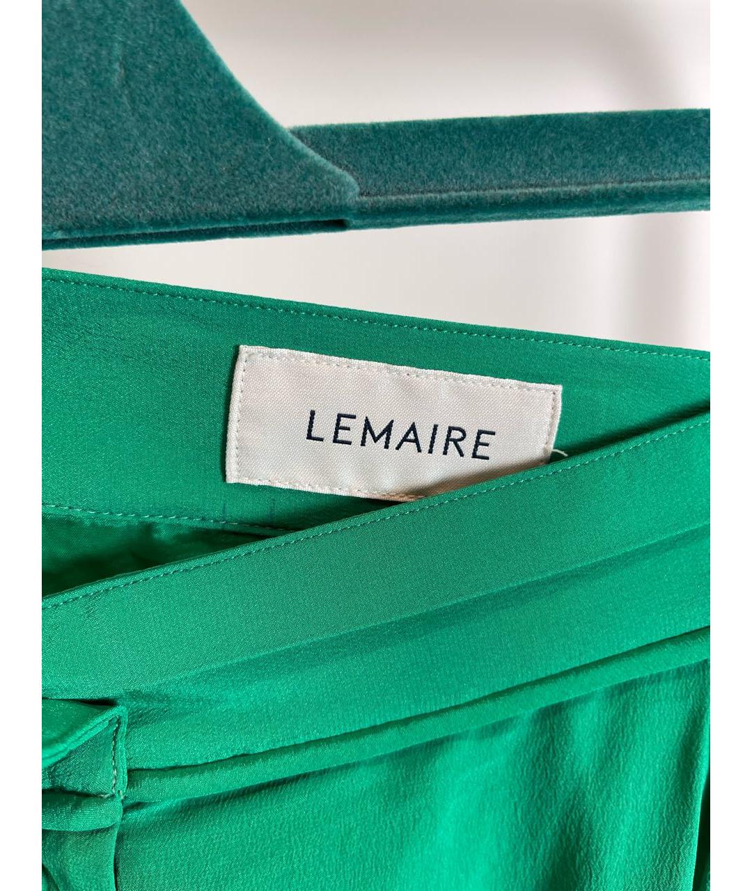LEMAIRE Зеленые шелковые прямые брюки, фото 3