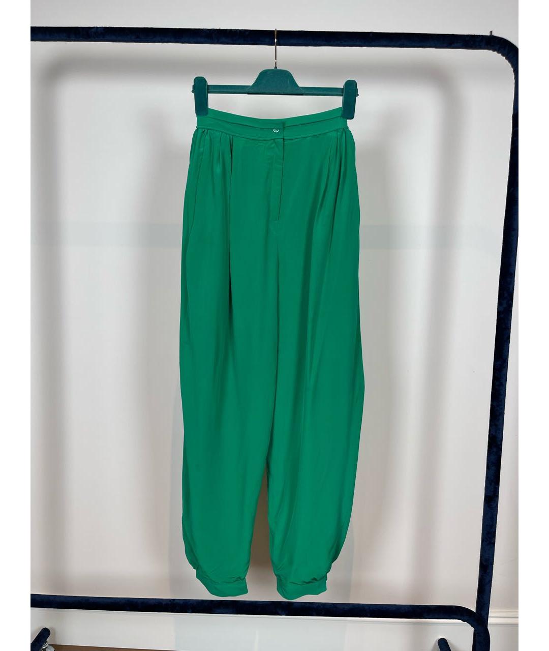 LEMAIRE Зеленые шелковые прямые брюки, фото 5