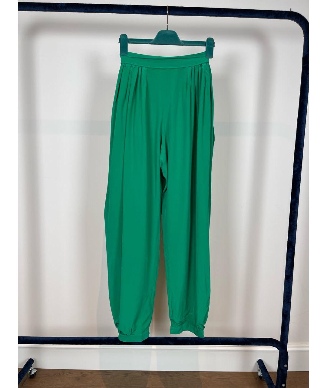 LEMAIRE Зеленые шелковые прямые брюки, фото 2