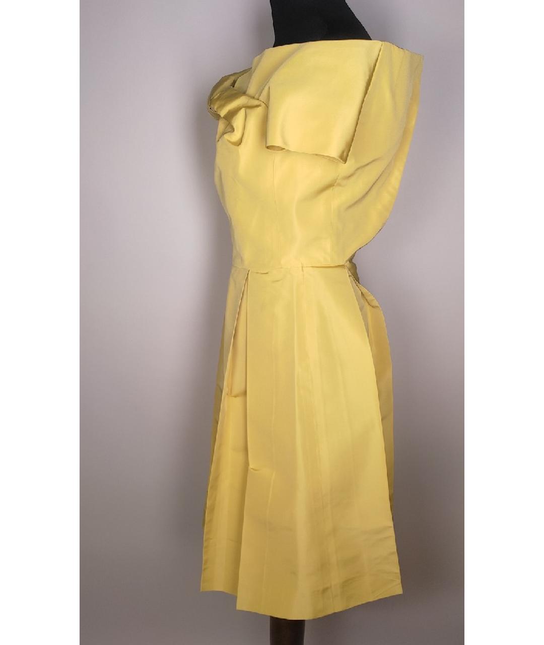 CHRISTIAN DIOR Желтое шелковое коктейльное платье, фото 2