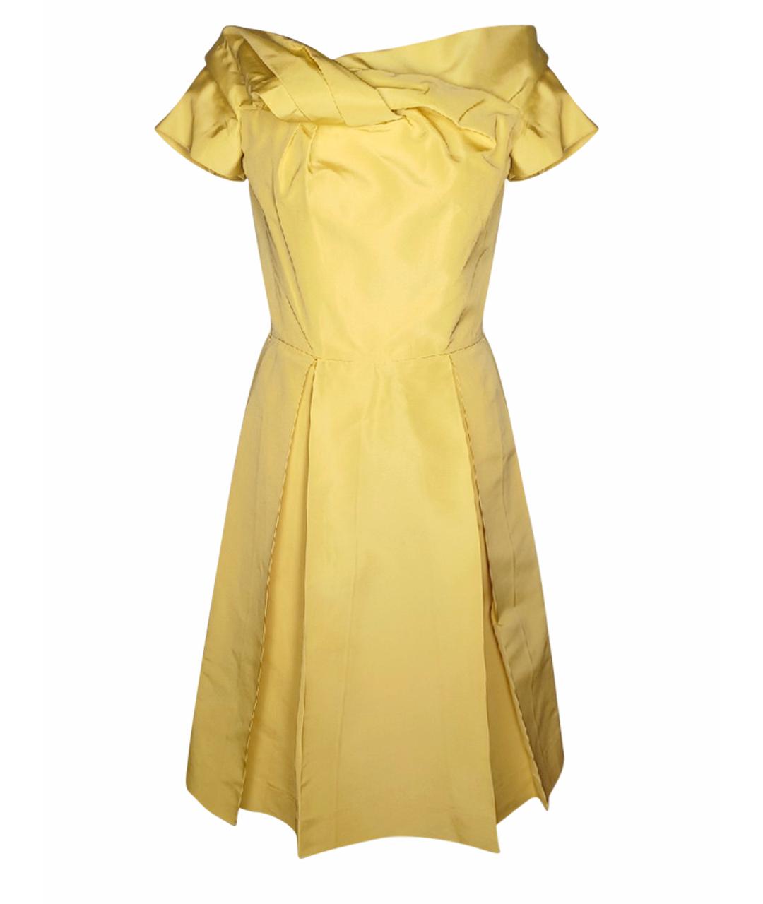 CHRISTIAN DIOR Желтое шелковое коктейльное платье, фото 1