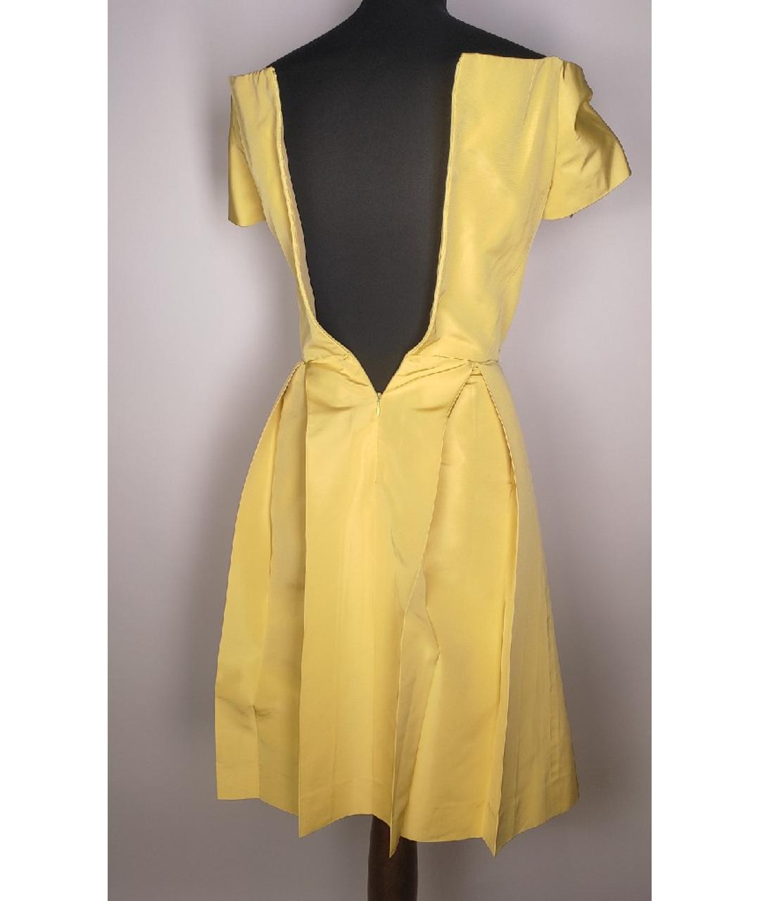 CHRISTIAN DIOR Желтое шелковое коктейльное платье, фото 3