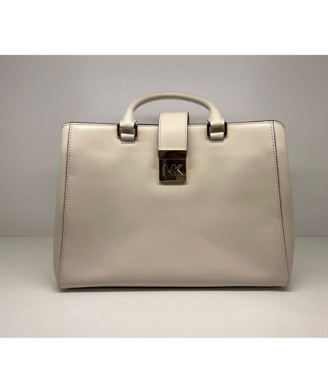 MICHAEL KORS Бежевая кожаная сумка с короткими ручками, фото 5