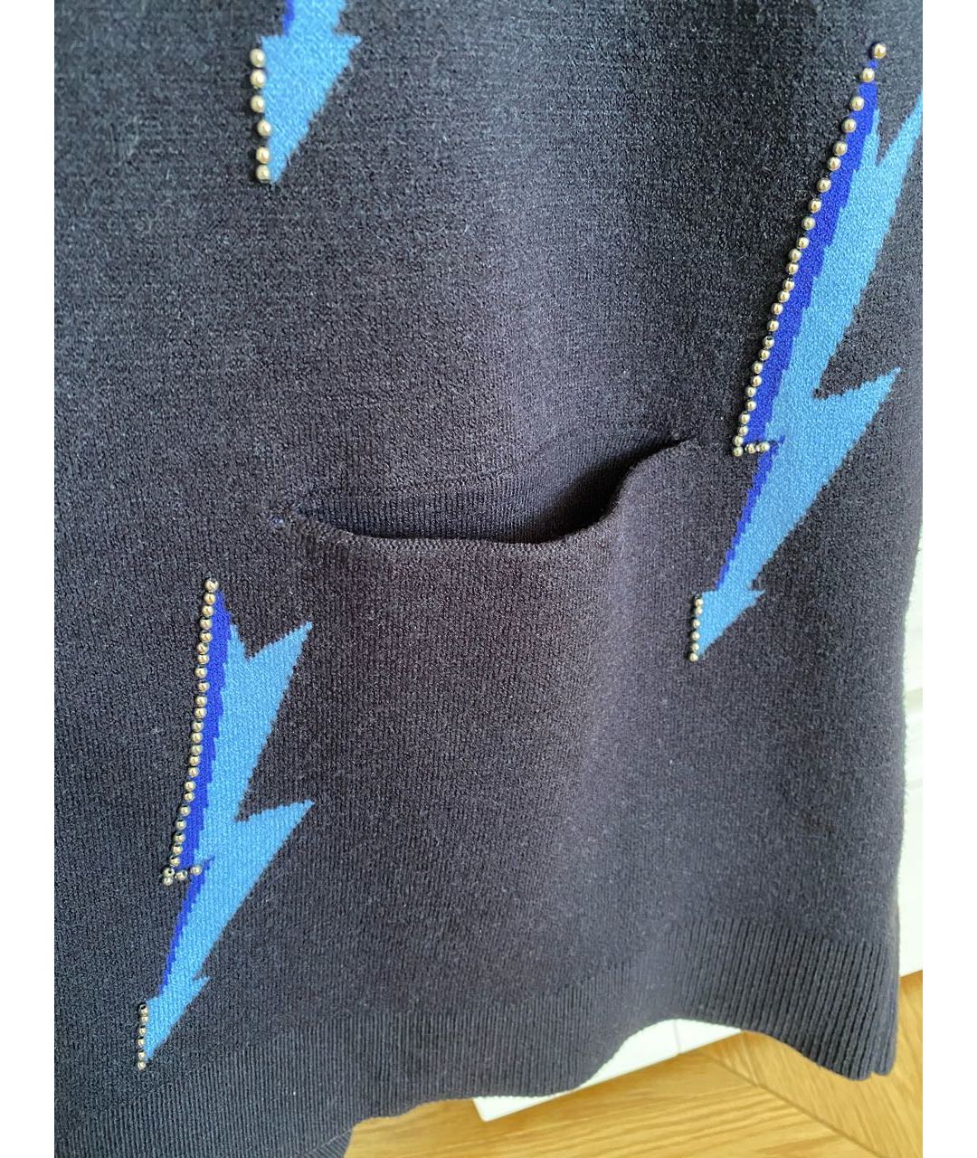SANDRO Темно-синий полиэстеровый кардиган, фото 6