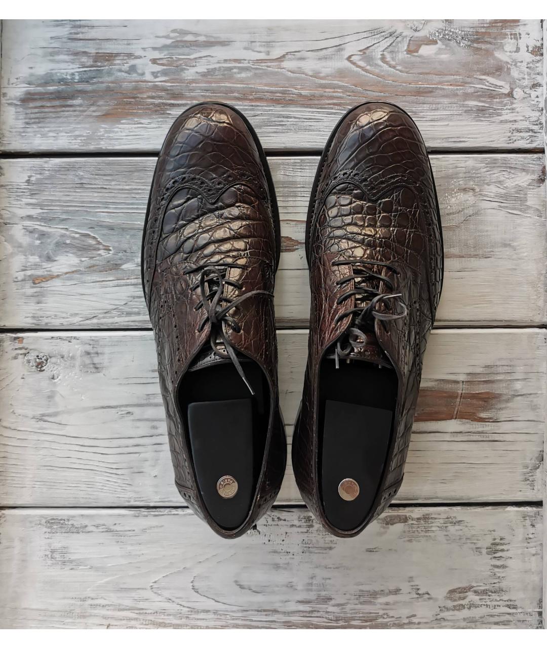 GIORGIO ARMANI Коричневые туфли из экзотической кожи, фото 3