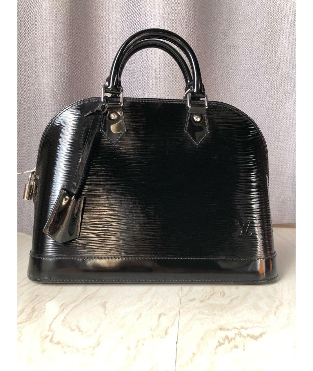 LOUIS VUITTON Черная кожаная сумка с короткими ручками, фото 6