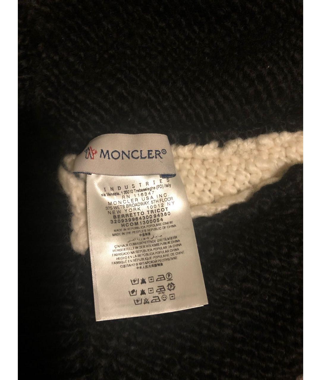 MONCLER Черная шерстяная шапка, фото 6