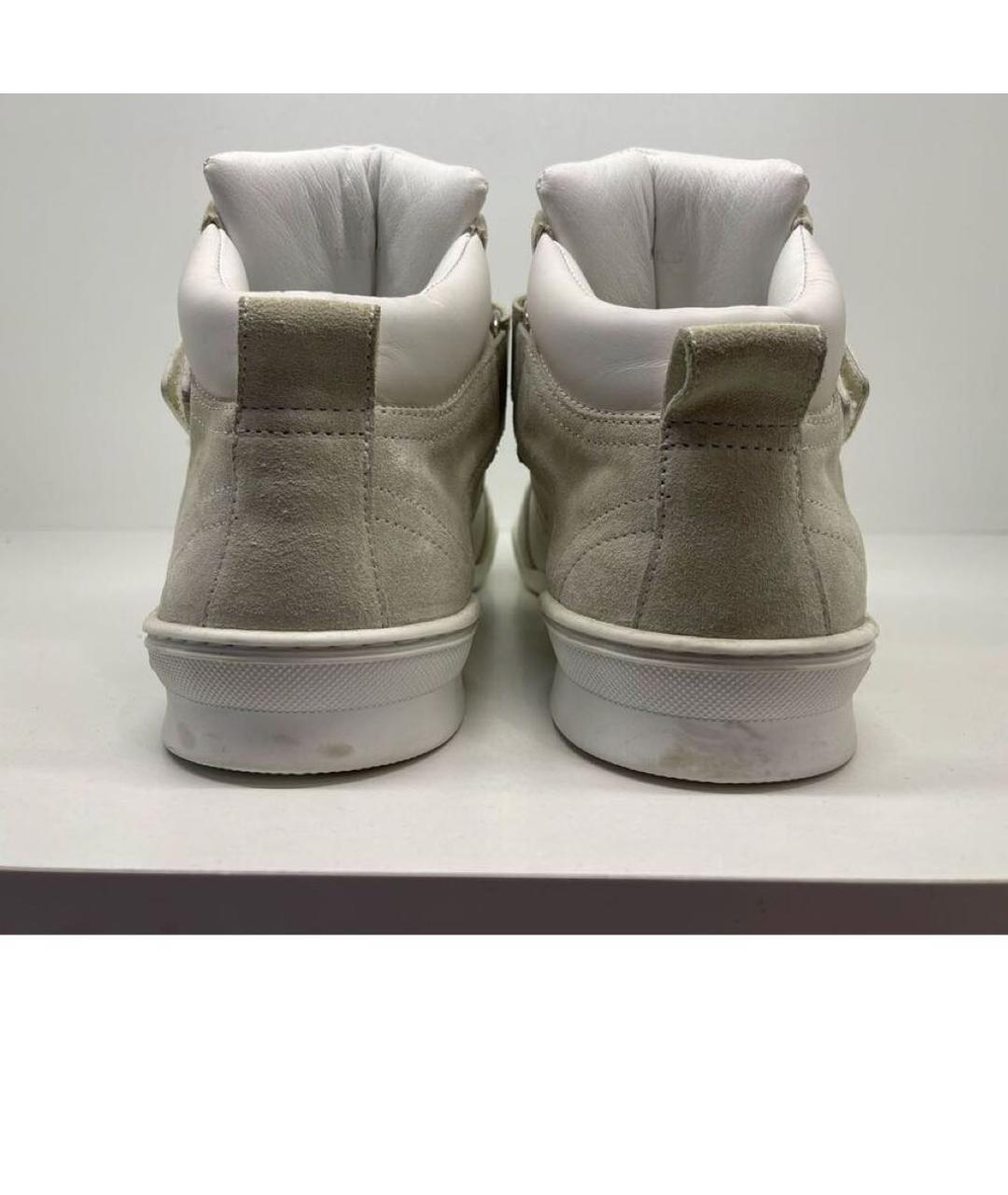 JIMMY CHOO Белые кожаные высокие кроссовки / кеды, фото 4