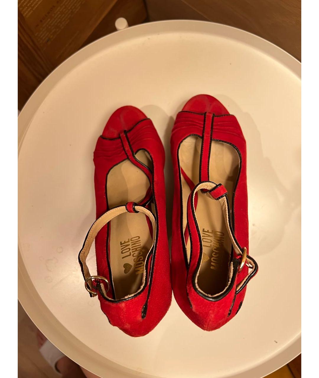 LOVE MOSCHINO Красные замшевые туфли, фото 3