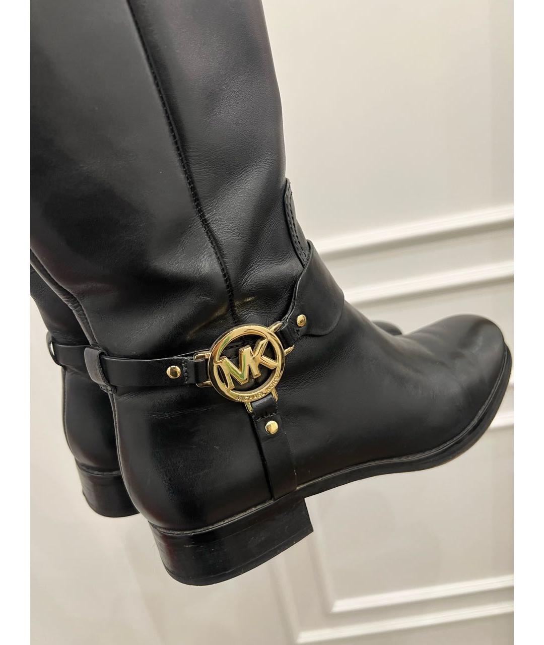 MICHAEL KORS Черные кожаные сапоги, фото 5