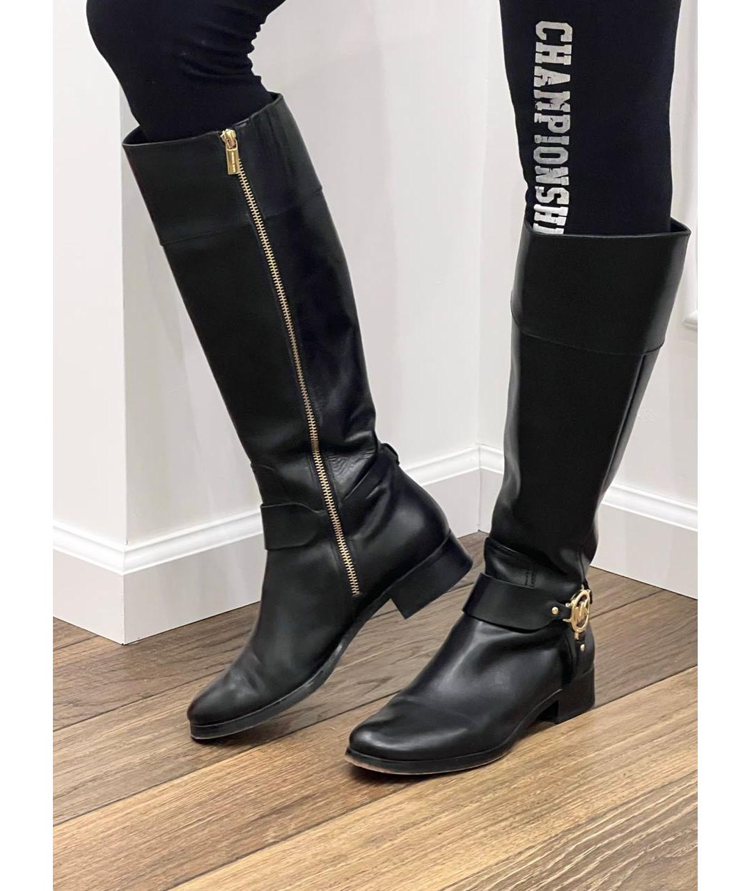 MICHAEL KORS Черные кожаные сапоги, фото 7
