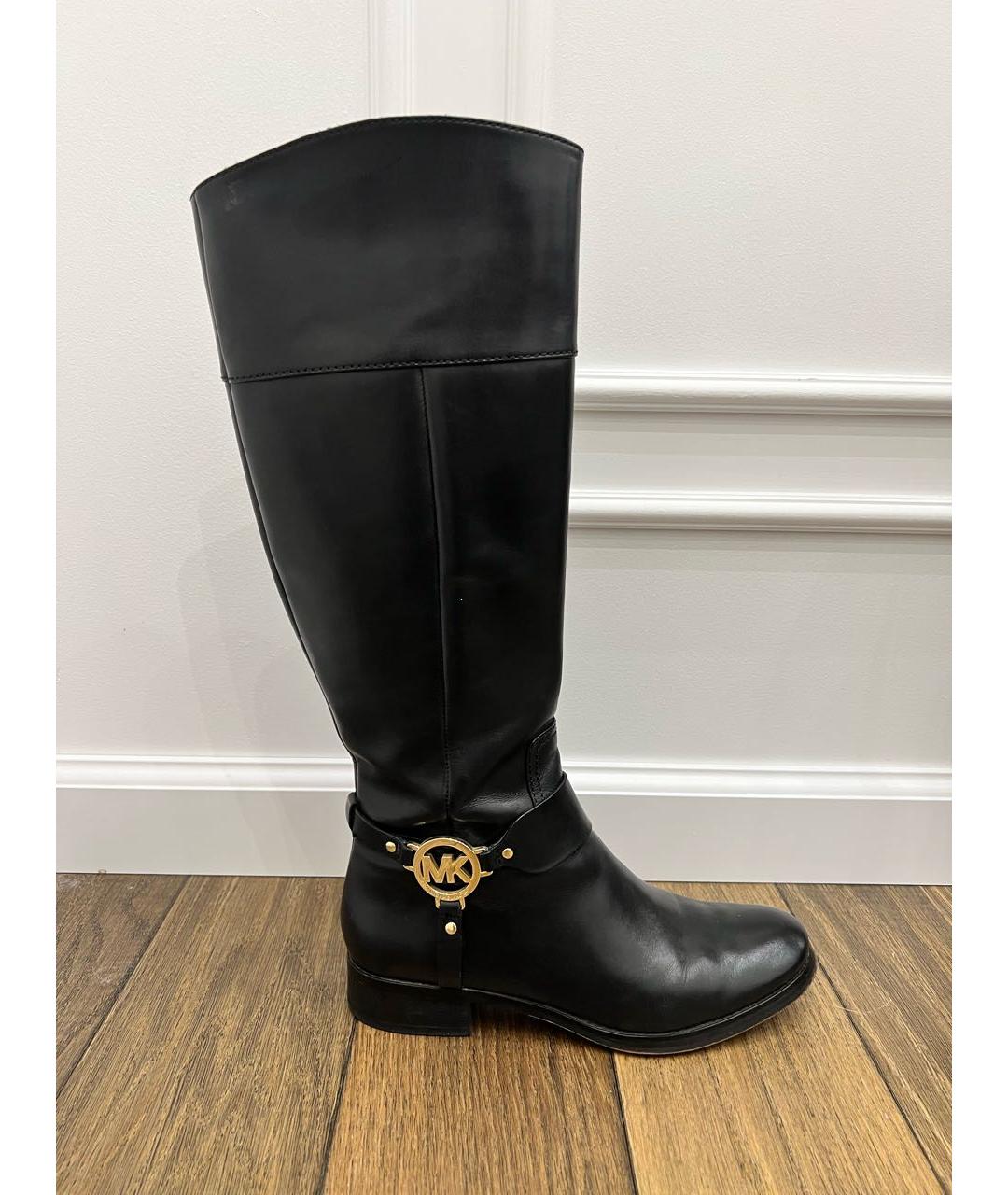 MICHAEL KORS Черные кожаные сапоги, фото 9