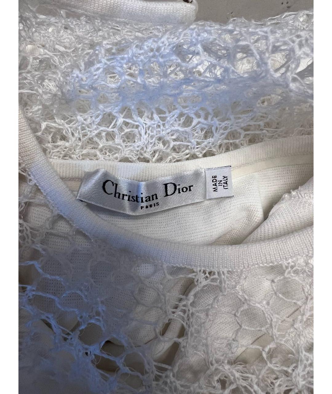 CHRISTIAN DIOR Белое хлопковое коктейльное платье, фото 5