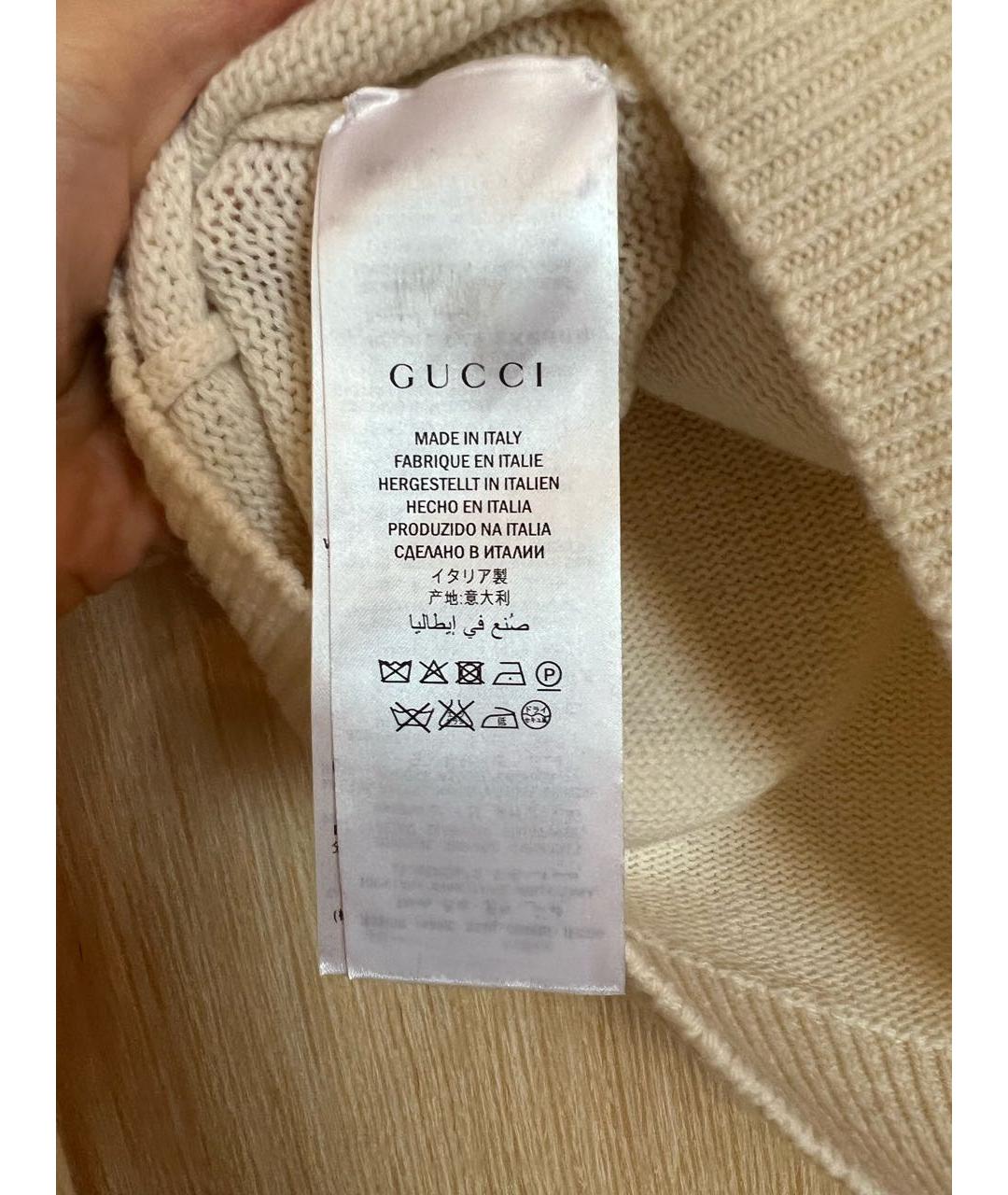 GUCCI Бежевый шерстяной джемпер / свитер, фото 3