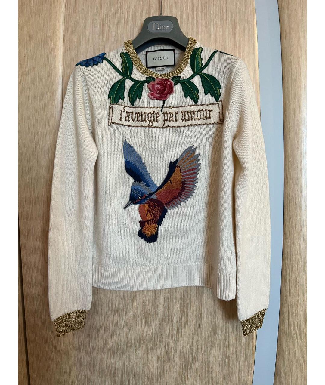 GUCCI Бежевый шерстяной джемпер / свитер, фото 8