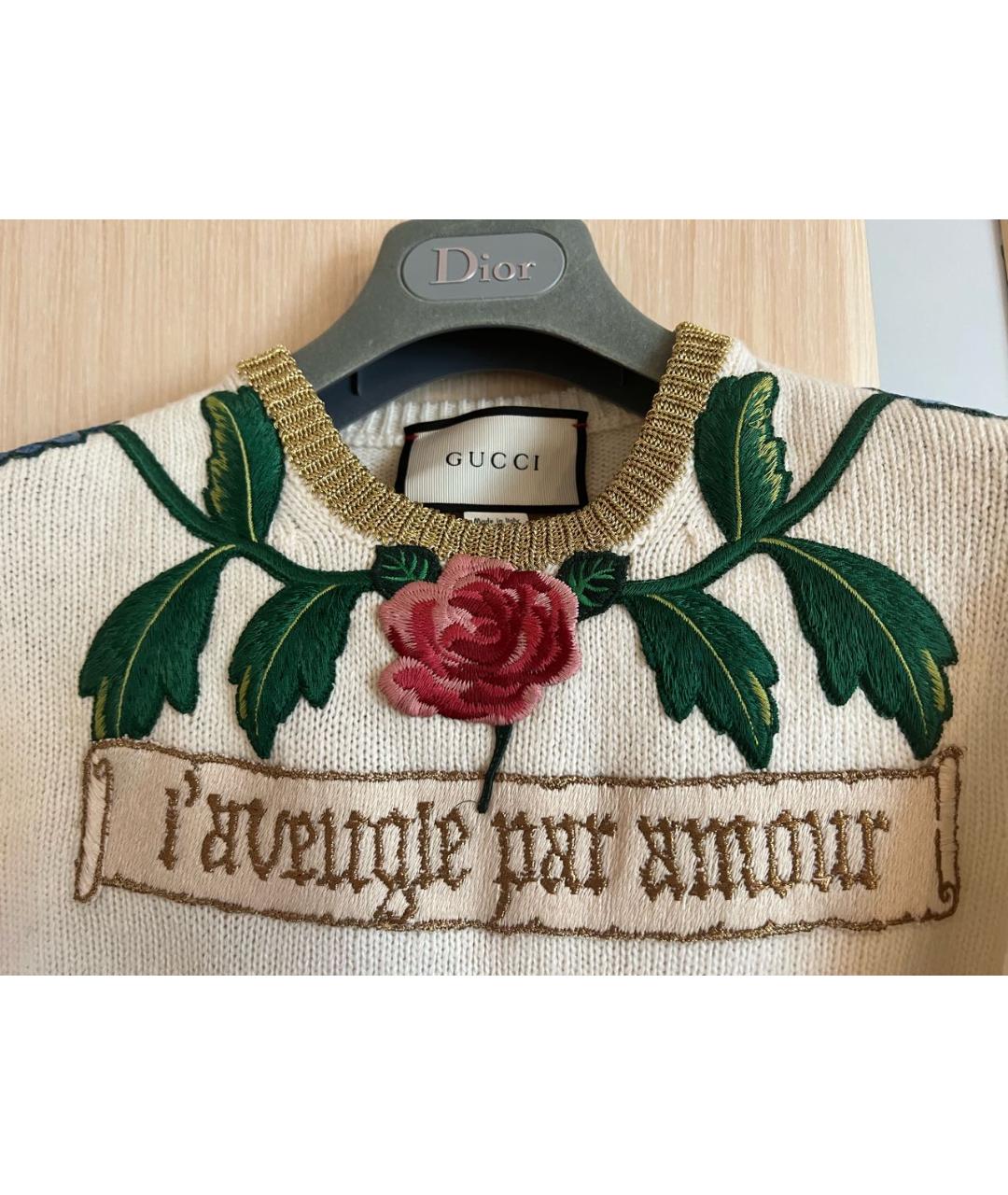 GUCCI Бежевый шерстяной джемпер / свитер, фото 5