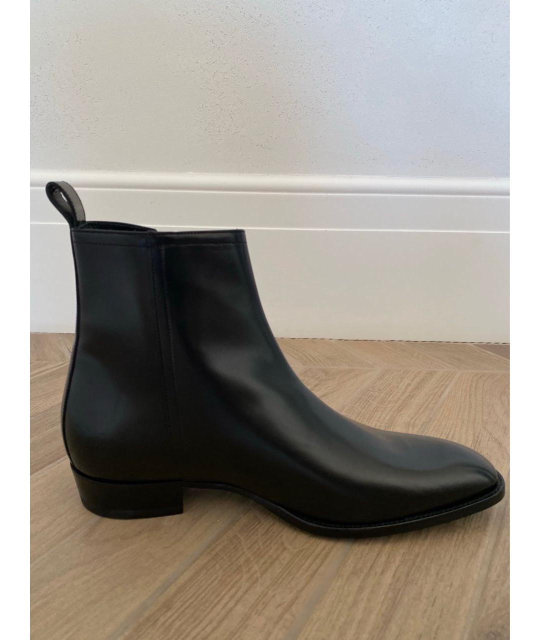 SAINT LAURENT Черные кожаные высокие ботинки, фото 7