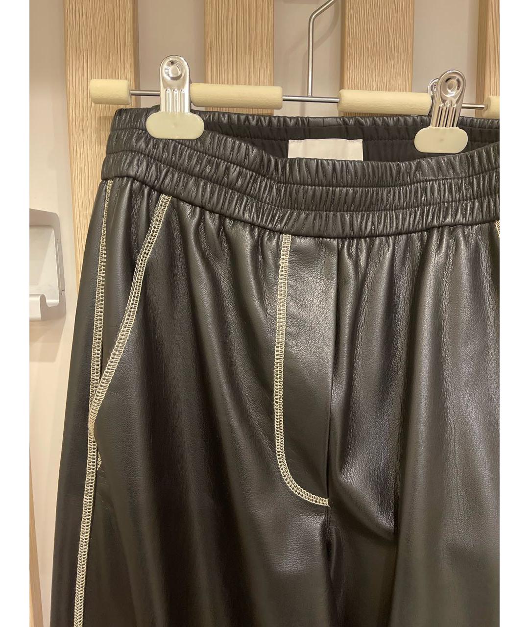 NANUSHKA Черные кожаные брюки широкие, фото 4