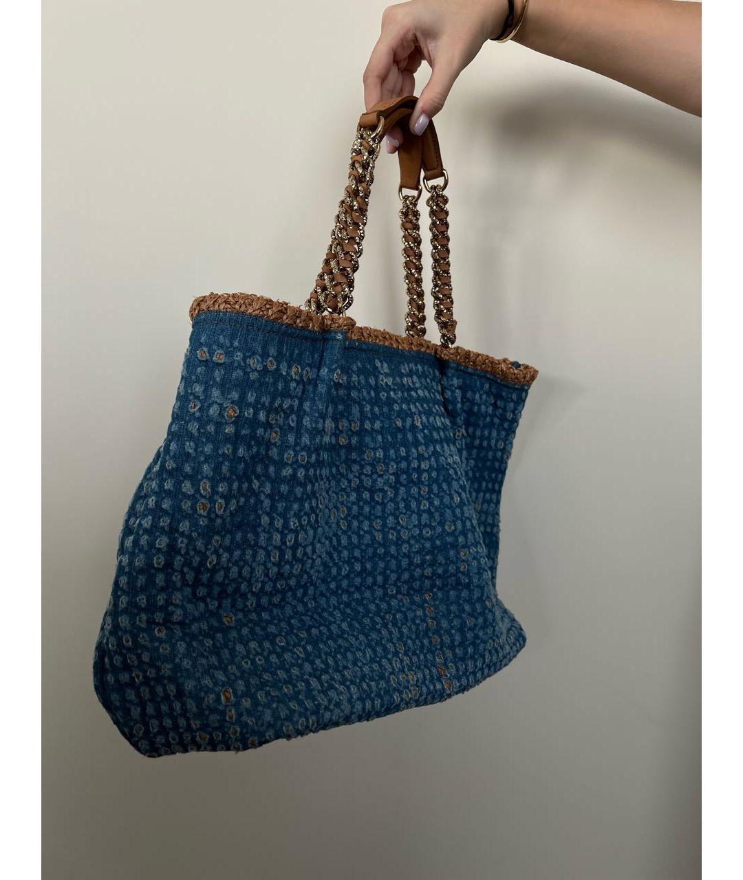 ERMANNO SCERVINO Синяя тканевая пляжная сумка, фото 2