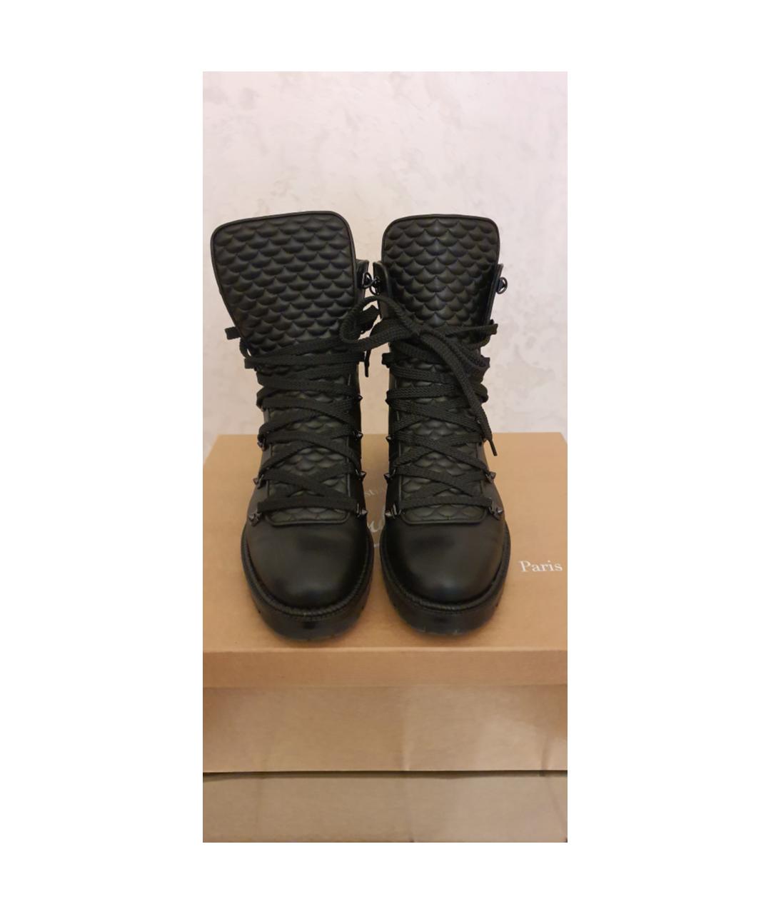 CHRISTIAN LOUBOUTIN Черные кожаные ботинки, фото 2