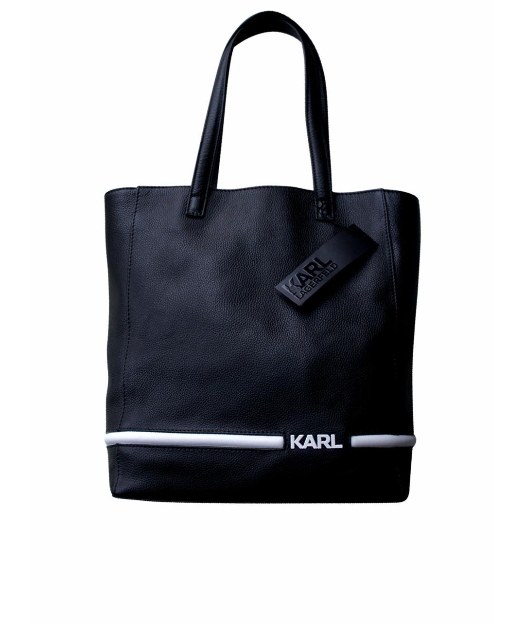 KARL LAGERFELD Черная кожаная сумка тоут, фото 1
