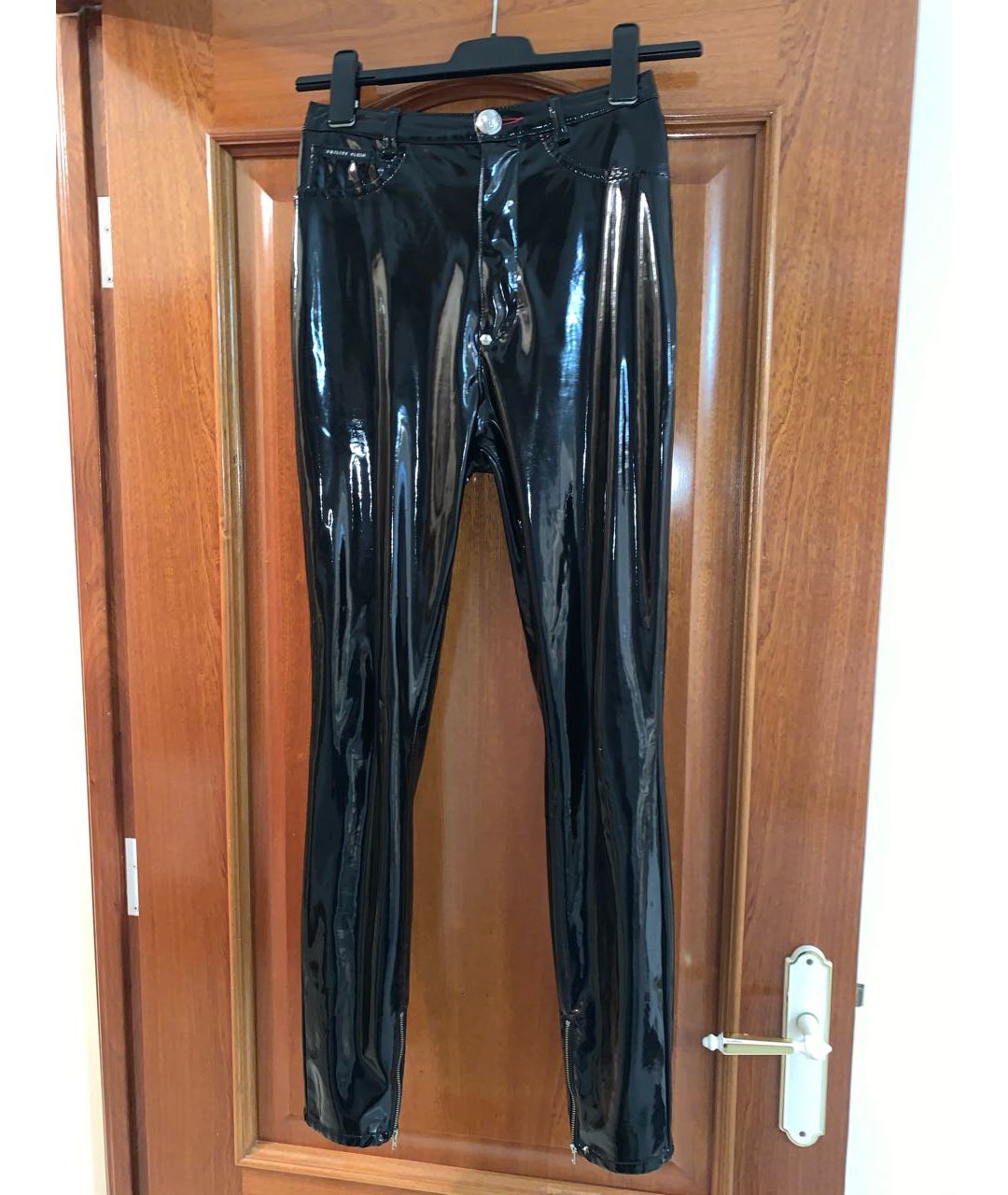 PHILIPP PLEIN Черные полиэстеровые брюки узкие, фото 7