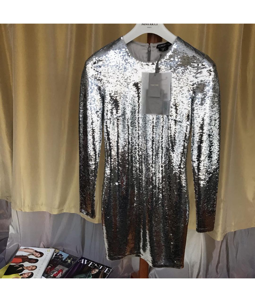 TOM FORD Серебряное полиамидовое вечернее платье, фото 5