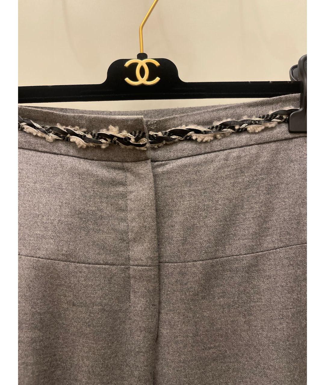 CHANEL Серые шерстяные брюки широкие, фото 2
