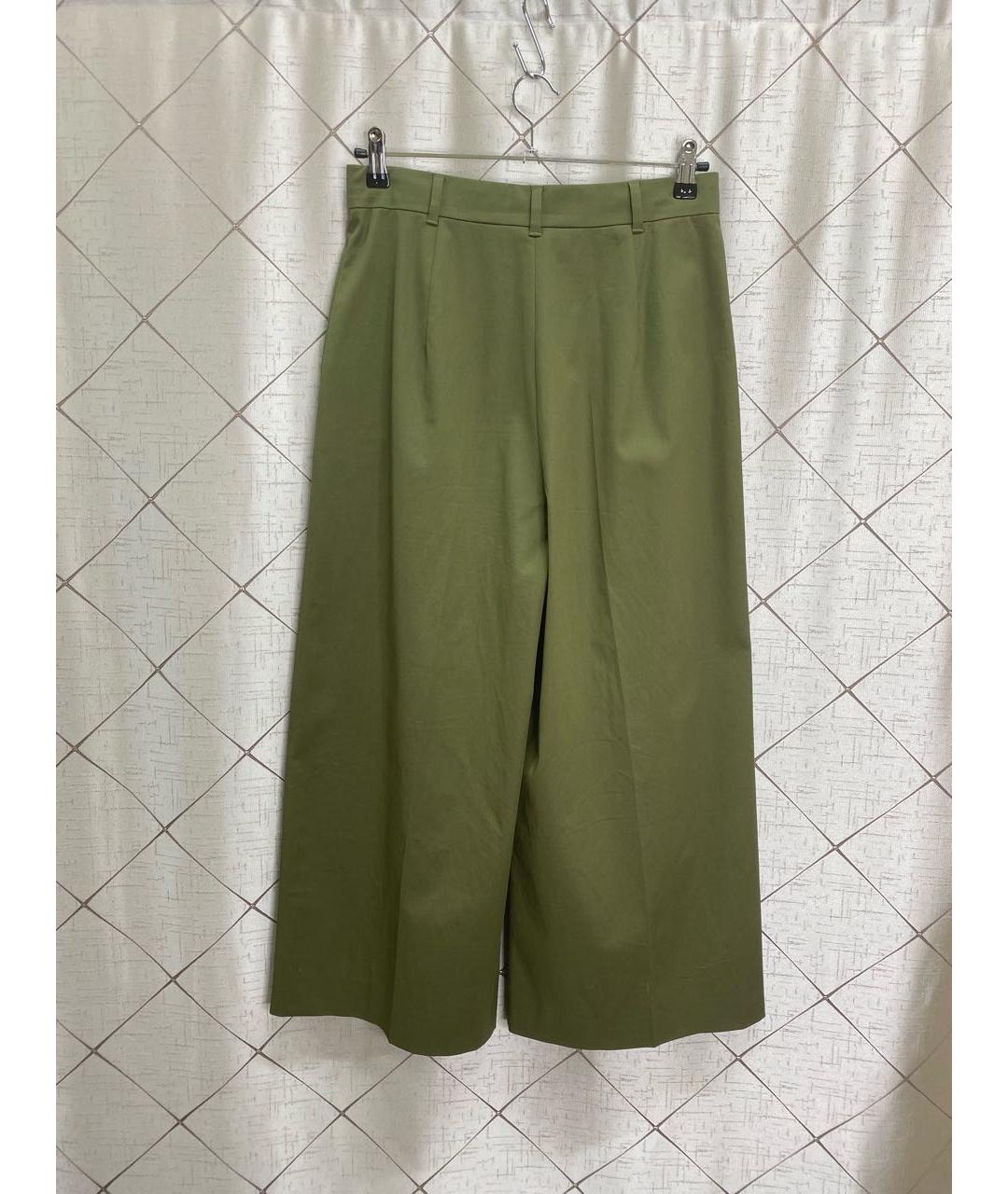 MAX MARA STUDIO Зеленые хлопковые брюки широкие, фото 2