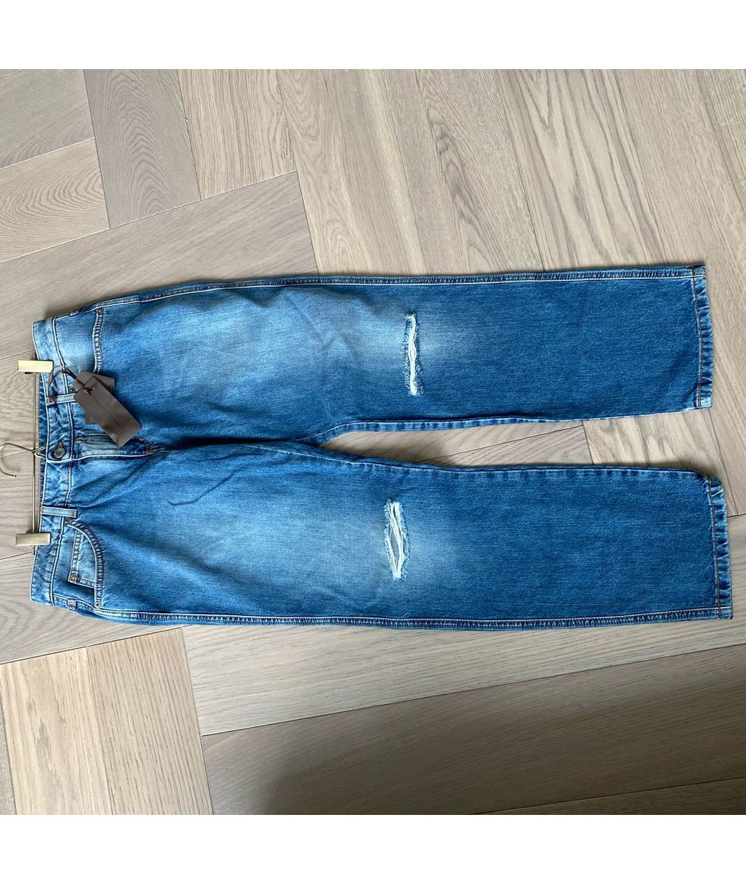 ERMANNO SCERVINO Синие хлопковые прямые джинсы, фото 2