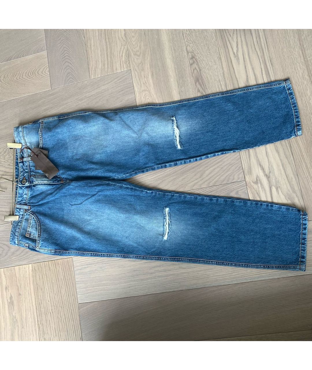 ERMANNO SCERVINO Синие хлопковые прямые джинсы, фото 5