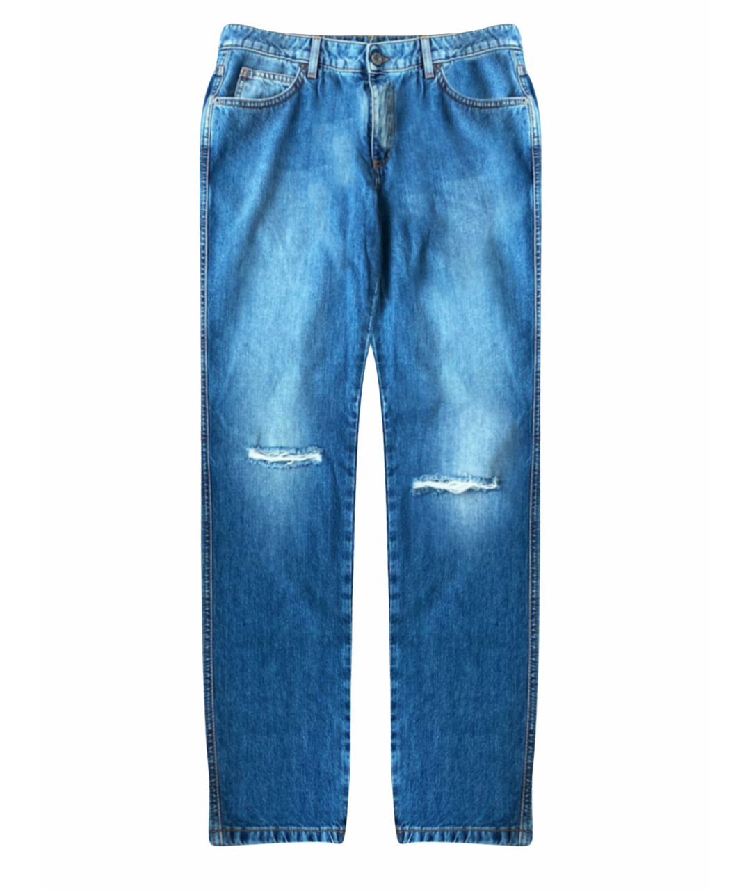 ERMANNO SCERVINO Синие хлопковые прямые джинсы, фото 1