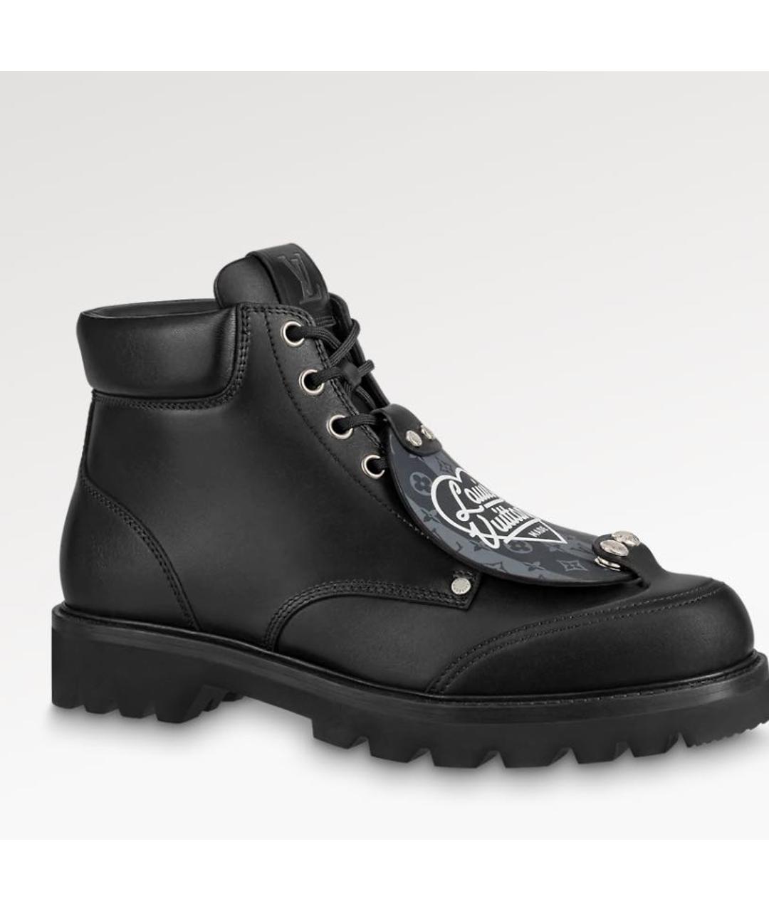 LOUIS VUITTON PRE-OWNED Черные кожаные низкие ботинки, фото 1
