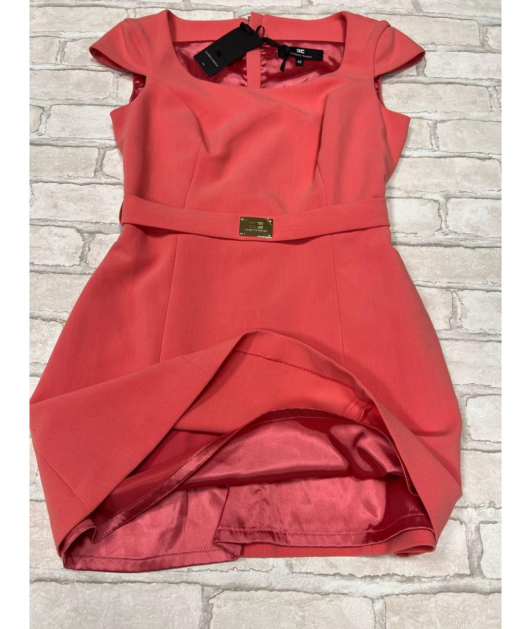 ELISABETTA FRANCHI Коралловое вискозное повседневное платье, фото 4