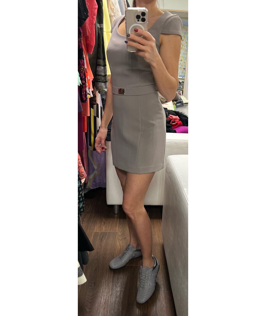 ELISABETTA FRANCHI Коралловое вискозное повседневное платье, фото 8