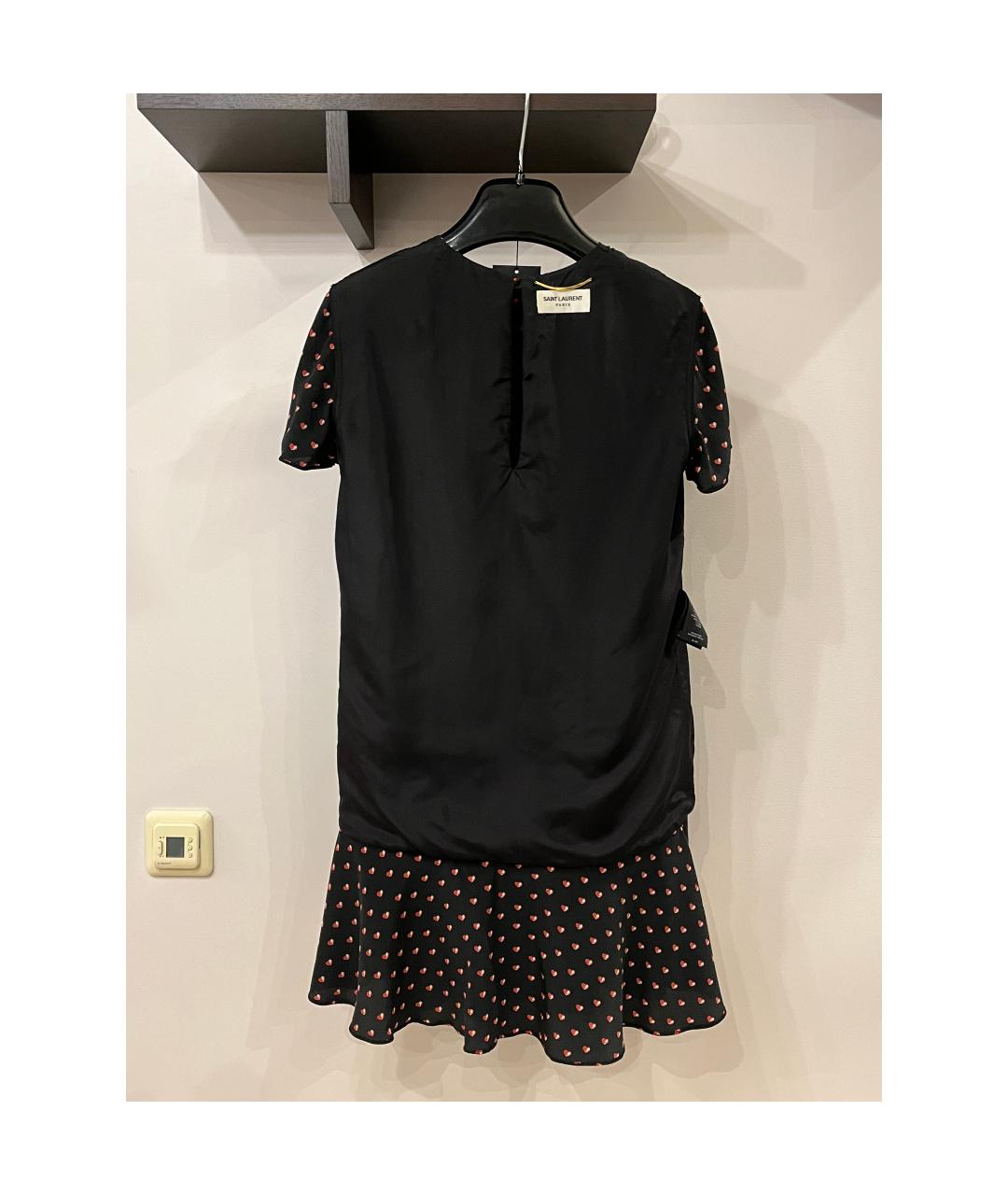 SAINT LAURENT Черное шелковое коктейльное платье, фото 3