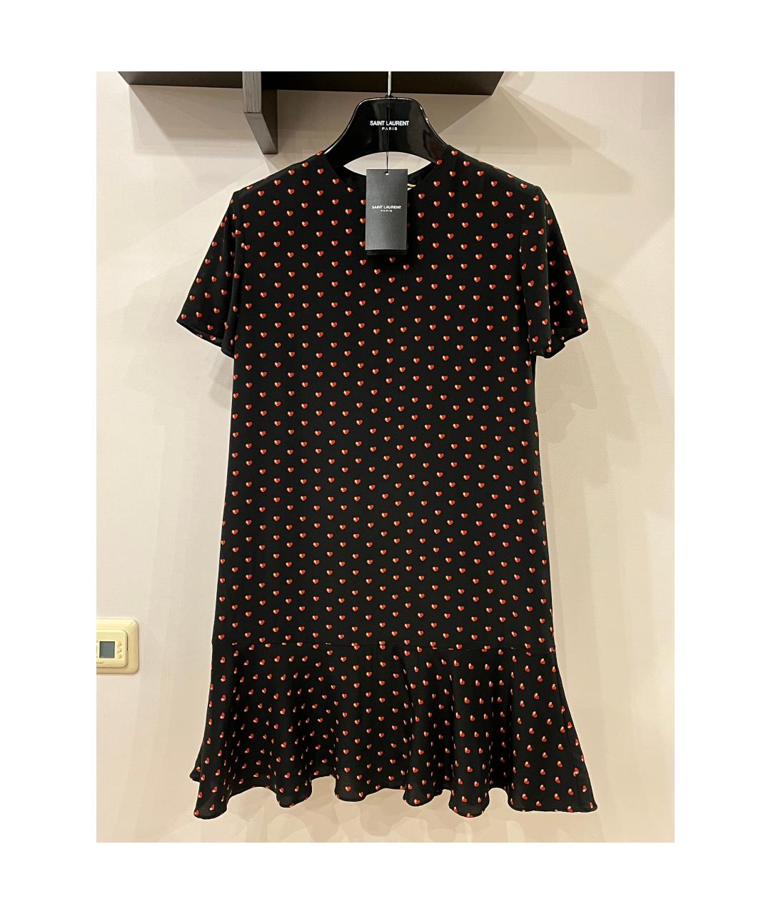 SAINT LAURENT Черное шелковое коктейльное платье, фото 10