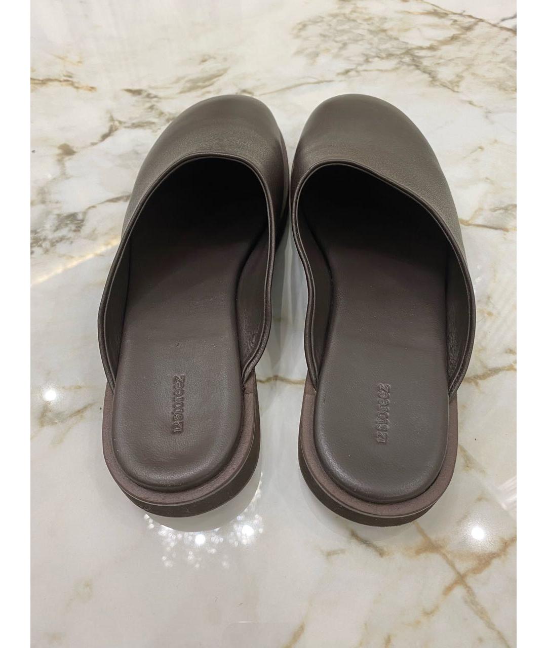 12 STOREEZ Коричневые кожаные мюли, фото 3