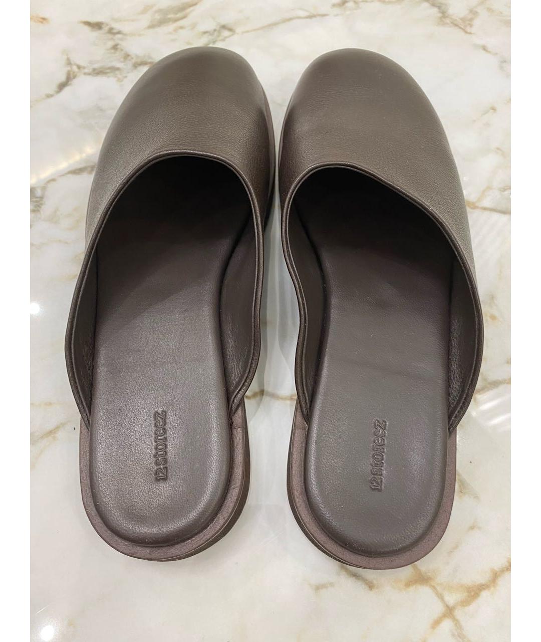 12 STOREEZ Коричневые кожаные мюли, фото 4