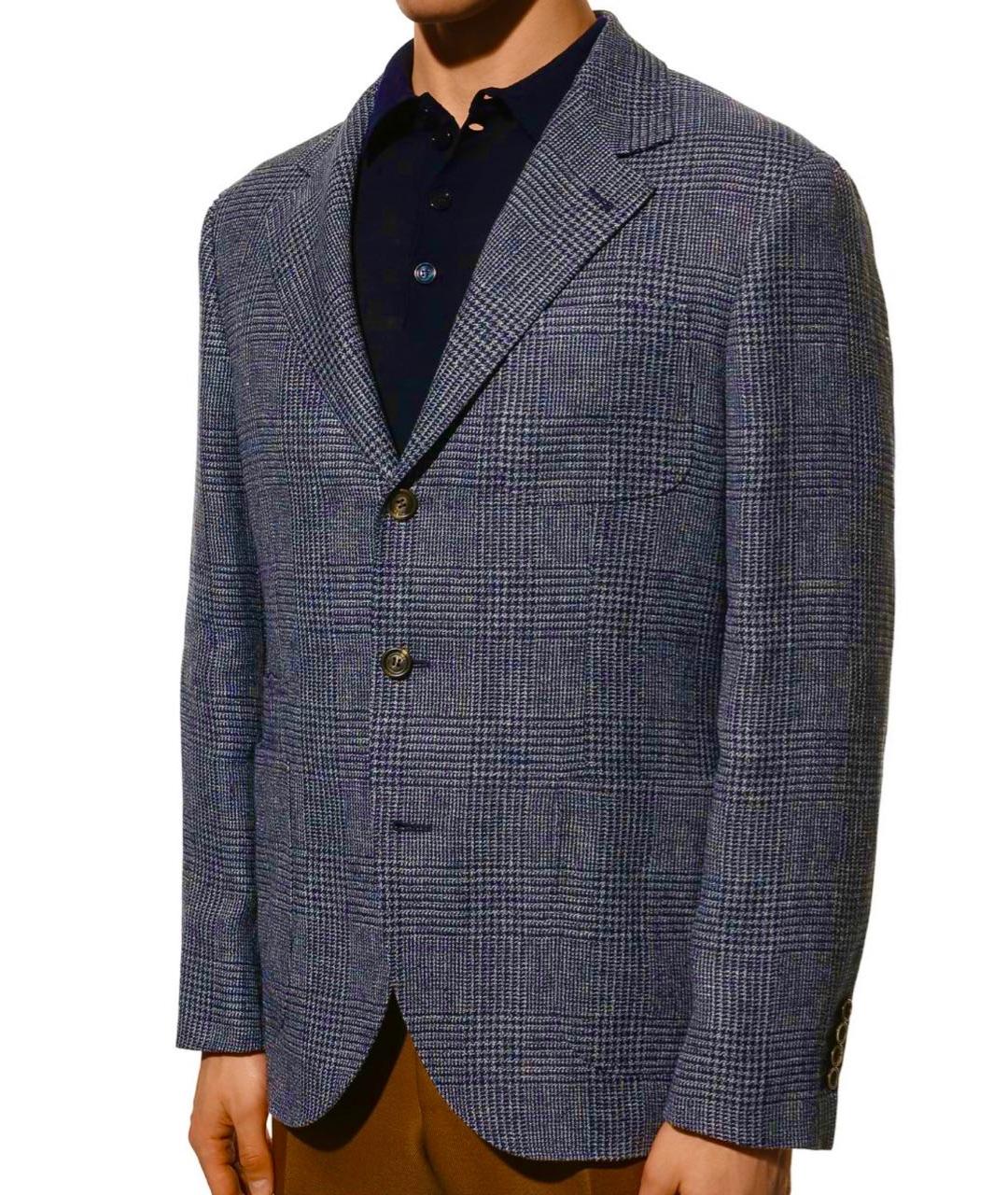 BRUNELLO CUCINELLI Темно-синий льняной пиджак, фото 4