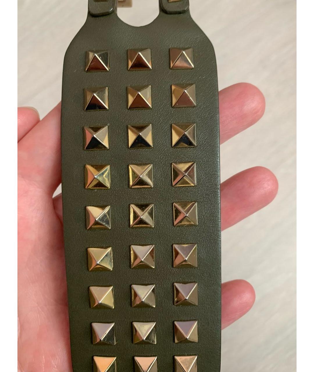 VALENTINO Хаки кожаный браслет, фото 6