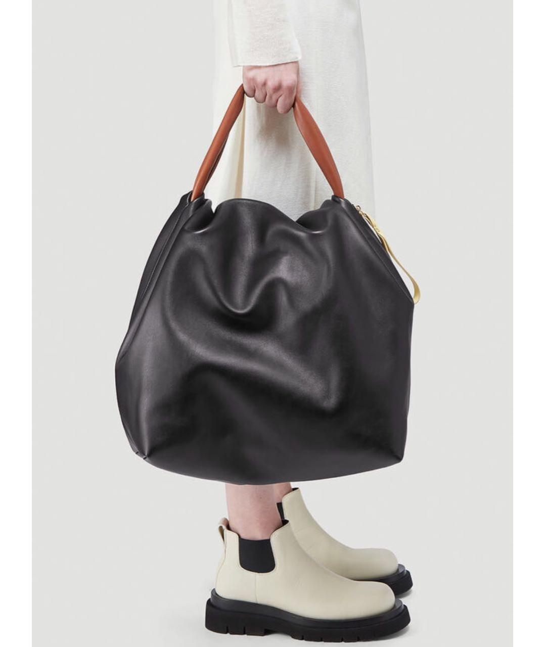 JIL SANDER Черная кожаная сумка через плечо, фото 4