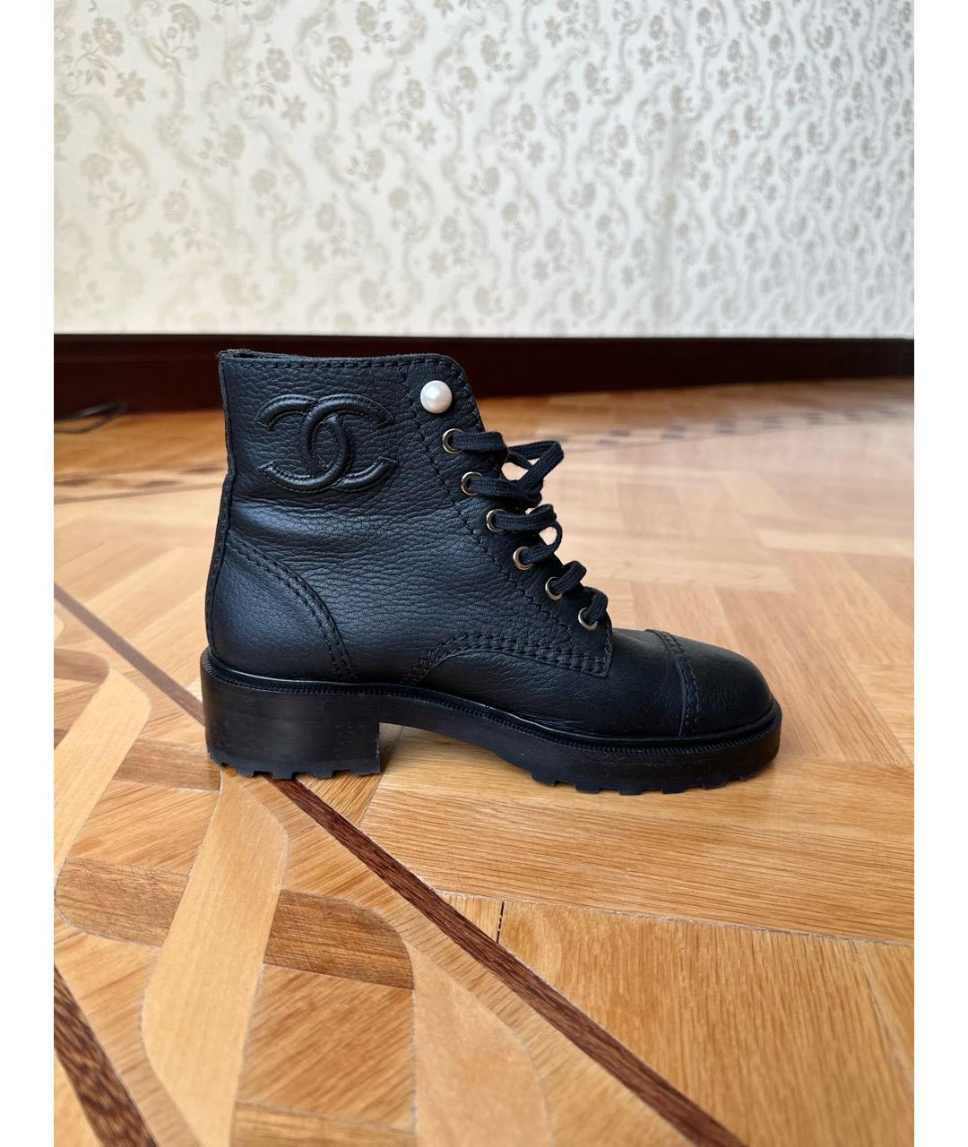 CHANEL Черные кожаные ботинки, фото 5