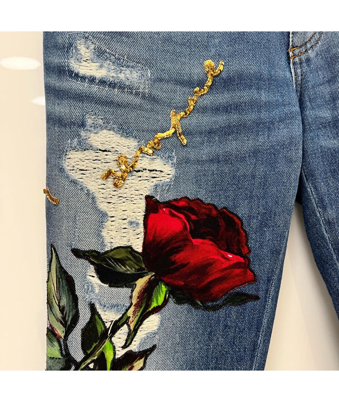DOLCE&GABBANA Синие хлопко-эластановые прямые джинсы, фото 5